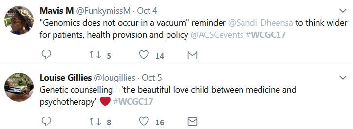 Screengrab of tweets on #WCGC17